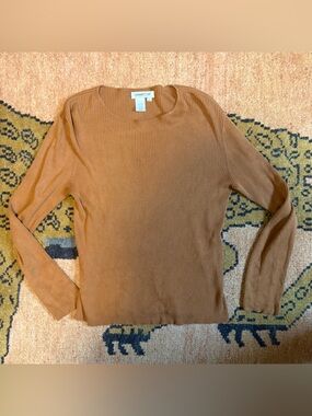 Coldwater Creek Silk Cotton Ribbed Long Sleeve Top